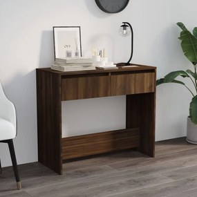 Tavolo Consolle Rovere Marrone 89x41x76,5 Cm İn Acciaio /