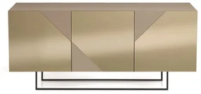 Madia credenza 3 ante in vetro specchio Bronzo e cassa Tortora ARTE 180 con piedini sagomati