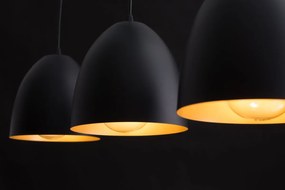 Lampadario 3 Luci Lenox In Acciaio Nero Con Cupole In Nero E Oro