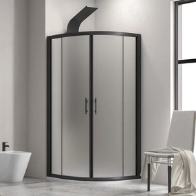 Box doccia semicircolare 90x90 telaio nero vetro satinato | KF2000BS - KAMALU