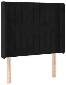 Testiera a led nera 83x16x118/128 cm in velluto