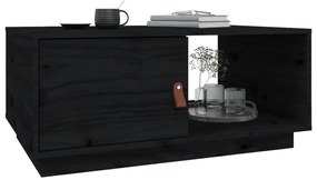 Tavolino da salotto nero 80x50x35,5cm in legno massello di pino