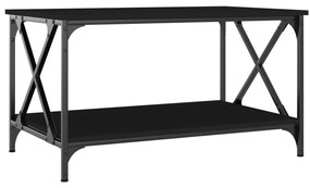 Tavolino da salotto nero 80x50x45 cm legno multistrato e ferro