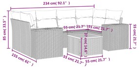 Set Divani da Giardino 7 pz con Cuscini Beige in Polyrattan