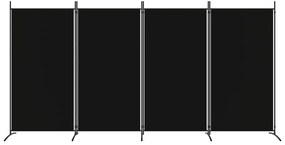 Divisorio a 4 pannelli nero 346x180 cm in tessuto