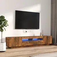 Set Mobili TV 2pz con Luci LED Rovere Fumo in Legno Multistrato 3120170