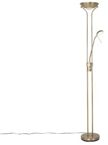 Lampada da terra moderna bronzo con lampada da lettura incl. LED dimmerabile a luce calda - Diva