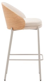 Kave Home - Sgabello Eamy in ciniglia beige, impiallacciato in frassino con rifinitura naturale e meta