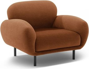 Poltrona color terracotta con rivestimento in bouclé Poppy – Micadoni