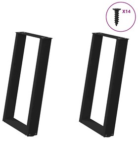 Gambe Tavolo Pranzo A Forma U 2 Pz Nero 60x(72-73) Cm Acciaio /