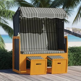 Strandkorb tettoria polyrattan e legno massello nero e grigio