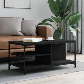 Tavolino da salotto nero 100x50x45 cm in legno multistrato