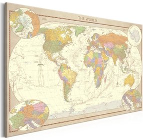 Quadro Cream World Map  Colore Beige, Dimensioni e Misure 90x60