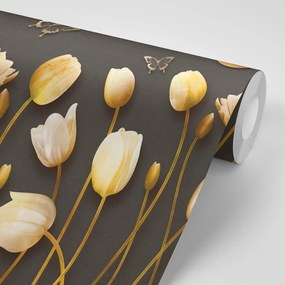 Carta da parati – Tulipani con motivo dorato