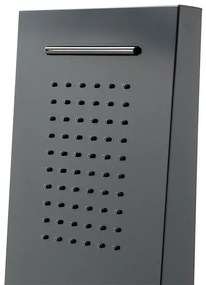 Soffione doccia a sbalzo 22x50 cm nero opaco in acciaio inox con cascata