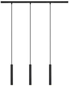 Sistema di illuminazione a binario moderno con 3 faretti a sospensione neri monofase - Slimline Keno