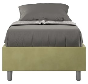 Letto singolo 80x200 imbottito senza testiera, con rete o contenitore, Tè Verde / Contenitore