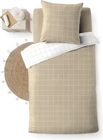 Set copripiumino e federa bianco/beige in cotone per letto singolo 140x200 cm Cadria – douceur d'intérieur