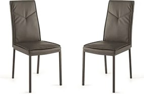 Sedia ecopelle da pranzo Marrone - VIVIENNE 2 sedie