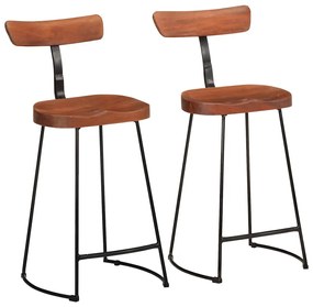 Sgabelli Da Bar 2 Pz 49x43x88 Cm İn Legno Massello Di Mango /