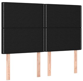 Testiera a led nera 144x5x118/128 cm in tessuto