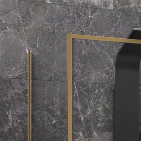 Box doccia oro satinato 80x130 scorrevole e fisso vetro 6mm altezza 200h | KLA-4000G - KAMALU