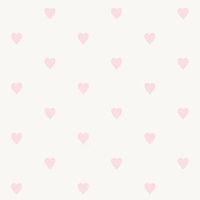 Carta da parati Cuori rosa e bianco, 53 cm x 10.05 m