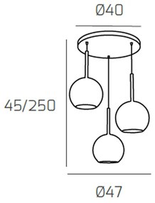 Sospensione Contemp. Rosone Tondo Future Met. Cromo Vetro Trasp. 3 Luci E27 47Cm