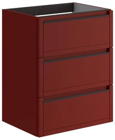 Mobile da bagno sospeso sotto lavabo L 59.5 x H 78 x P 45.5 cm rosso opaco, 3 cassetti TRATTO