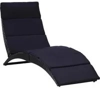 Lettino Prendisole con Cuscino in Polyrattan Nero 46539