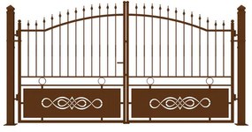 Cancello manuale battente Lavaredo in ferro, apertura centrale, L 358.5, H 165-190 cm, di colore ruggine