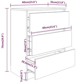 Credenza Nera 60x35x76 cm in Legno Multistrato