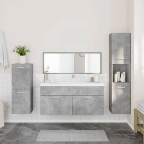 Set mobili da bagno 4 pz grigio cemento in legno multistrato