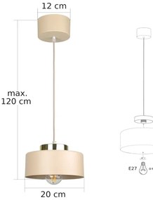 Lampadario a cavo IGNIA 1xE27/60W/230V tortora