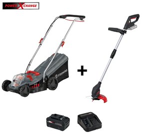 Tagliaerba a batteria STERWINS + tagliabordi Power X-Change 18V L 33 cm, batteria e caricabatteria inclusi