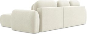 Divano angolare beige allungabile/con contenitore (con penisola a destra/con chaise lounge) con rivestimento in bouclé Pele – Makamii