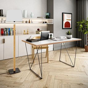 Tavolo da lavoro bianco con gambe nere , 140 x 75 cm Flow - TemaHome