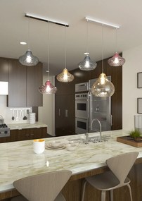 Lampadario Rett Contemporaneo Dress Metallo Cromo Vetro Multicolor 3 Luci E27