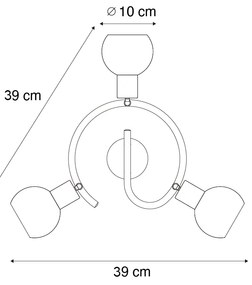 Plafoniera Art Déco vetro fumé nero 3 luci rotonda - Vidro