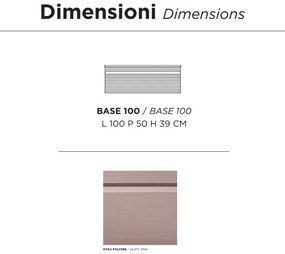 Cassetto sospeso portalavabo da bagno in PVC 100 cm RIO Rosa Polvere