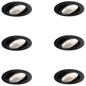 Set di 6 faretti da incasso neri 9,5 cm con LED 1300 lm dimmerabili IP23 - Gaius