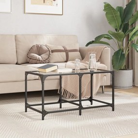 Tavolini Con Piano Vetro Trasparente 2 Pz 78,5x40x40 Cm Acciaio /