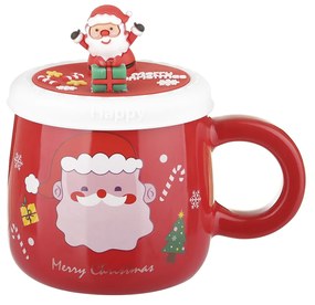 Mug Natale rossa con coperchio 400 ml