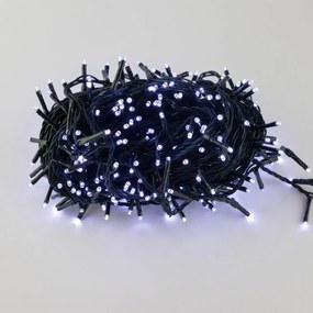 Catenaria NATALIZIA LED 8 GIOCHI DI LUCE 23m IP44 - Cavo VERDE Colore Bianco Freddo 7500 - 8500 °K