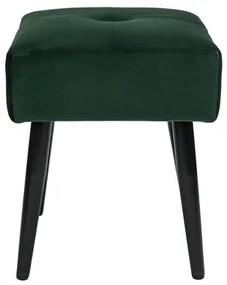 Sgabello basso in tessuto effetto velluto testurizzato verde scuro e metallo nero H46 cm GUESTA