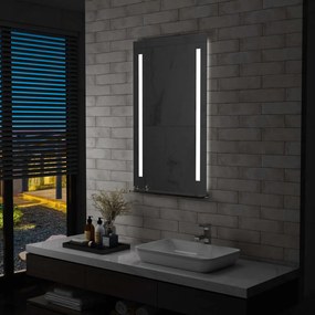 Specchio da Parete a LED per Bagno con Ripiano 60x100 cm