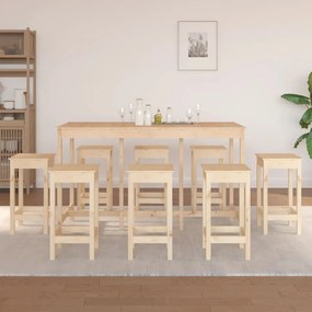 Set Da Bar 9 Pz İn Legno Massello Di Pino /