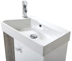 Mobile bagno sospeso salvaspazio 55 cm bianco e grigio cemento con specchio Strada