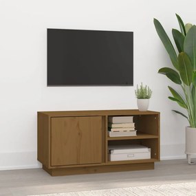 Mobile porta tv miele 80x35x40,5 cm in legno massello di pino