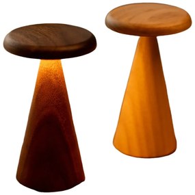 Lampada da tavolo LED colore naturale scuro con paralume in legno (altezza totale 14 cm) Sylva – Gingko